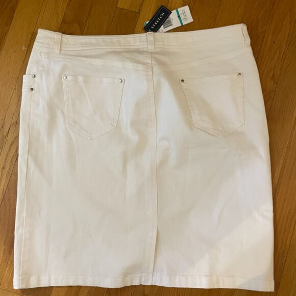 Jones‎ New York White Denim Midi Skirt Women's 16 White Zip Button Closure NWT - Picture 6 of 6
